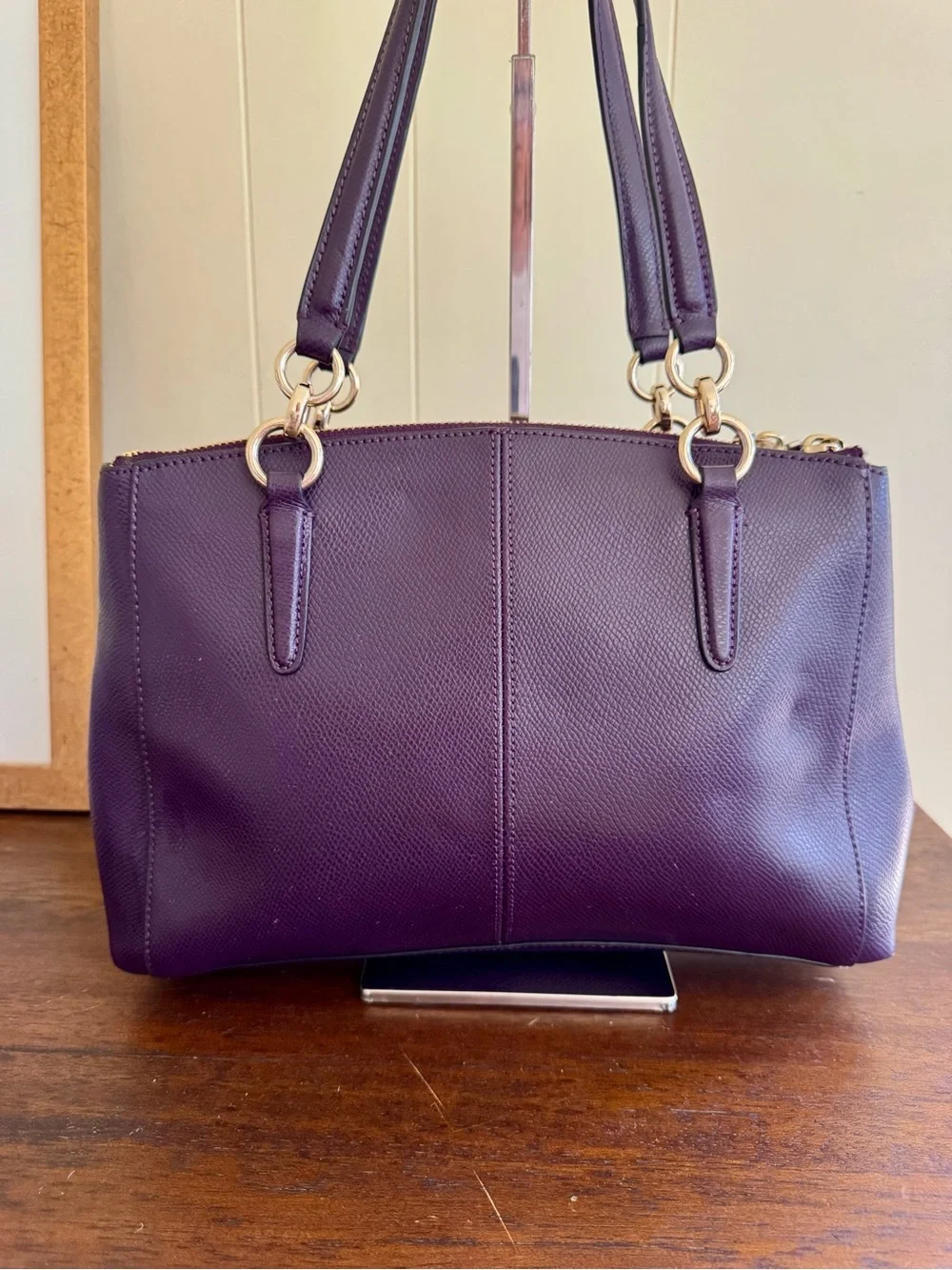 Coach Christie Carryall Satchel – Purple Crossgrain Leather